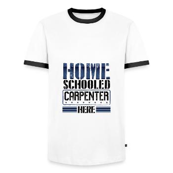 Carpenter Humor Gifts Home Schooled Carpenter - Men's Ringer Shirt - white/black - Front - AI Model Female 172 light (172cm) & AI Model Male 178 dark (178cm)