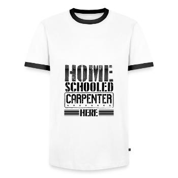 Carpenter Humor Gifts Home Schooled Carpenter - Men's Ringer Shirt - white/black - Front - AI Model Female 172 light (172cm) & AI Model Male 178 dark (178cm)