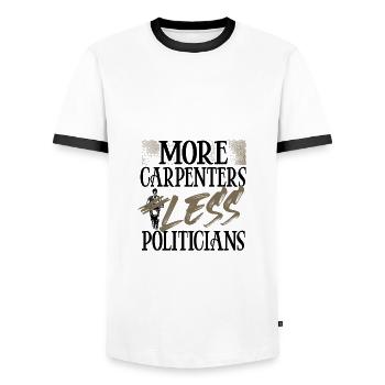 Humour politique Cadeaux de menuiserie Plus de charpentiers - T-shirt contrasté Homme - blanc/noir - Devant - AI Model Female 172 light (172cm) & AI Model Male 178 dark (178cm)
