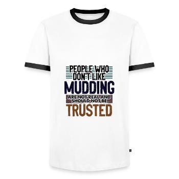 Mudder Gifts People Who Don't Like Mudding Not - Men's Ringer Shirt - white/black - Front - AI Model Female 172 light (172cm) & AI Model Male 178 dark (178cm)