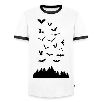 Bats & Wood - Men's Ringer Shirt - white/black - Front - AI Model Female 172 light (172cm) & AI Model Male 178 dark (178cm)