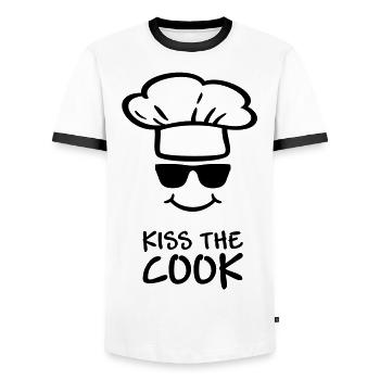 Chef Chef`s hat - Men's Ringer Shirt - white/black - Front - AI Model Female 172 light (172cm) & AI Model Male 178 dark (178cm)
