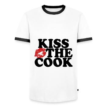 Embrasser le cuisinier - kochen - Spruch - T-shirt contrasté Homme - blanc/noir - Devant - AI Model Female 172 light (172cm) & AI Model Male 178 dark (178cm)