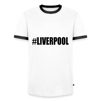 LIVERPOOL - Men's Ringer Shirt - white/black - Front - AI Model Female 172 light (172cm) & AI Model Male 178 dark (178cm)