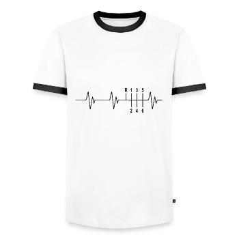 EKG Auto Tuning Herz Puls Frequenz 6-Gang - Männer Kontrast-T-Shirt - Weiß/Schwarz - Vorne - AI Model Female 172 light (172cm) & AI Model Male 178 dark (178cm)