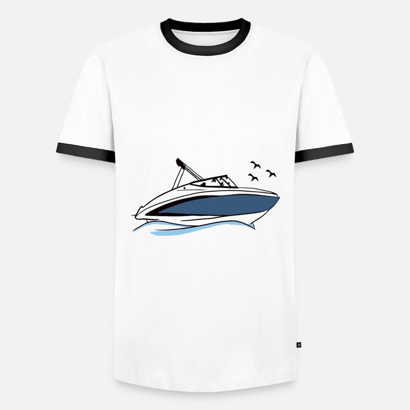 Motorboot - Männer Kontrast-T-Shirt - Weiß/Schwarz