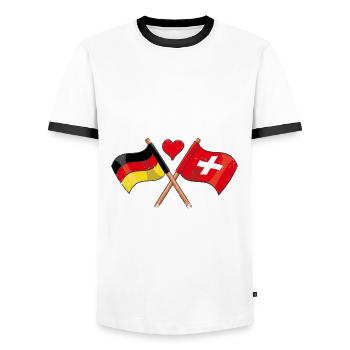 J’aime la Suisse Allemagne Flag Countries - T-shirt contrasté Homme - blanc/noir - Devant - AI Model Female 172 light (172cm) & AI Model Male 178 dark (178cm)