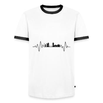 Amsterdam Herzschlag Skyline Amsterdam - Männer Kontrast-T-Shirt - Weiß/Schwarz - Vorne - AI Model Female 172 light (172cm) & AI Model Male 178 dark (178cm)