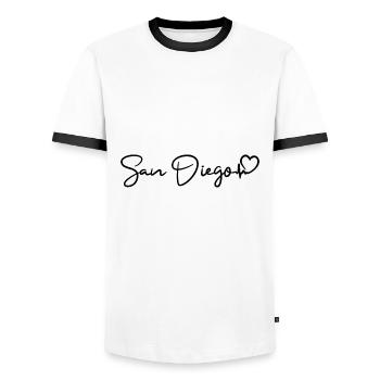 San Diego Herzschlag - Männer Kontrast-T-Shirt - Weiß/Schwarz - Vorne - AI Model Female 172 light (172cm) & AI Model Male 178 dark (178cm)