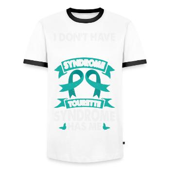 Je n’ai pas de bande bleu-vert pour le - T-shirt contrasté Homme - blanc/noir - Devant - AI Model Female 172 light (172cm) & AI Model Male 178 dark (178cm)