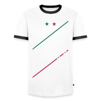 Italien - Italia - Fan Shirt - - Männer Kontrast-T-Shirt - Weiß/Schwarz - Vorne - AI Model Female 172 light (172cm) & AI Model Male 178 dark (178cm)