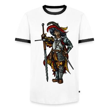 Landsknecht - Männer Kontrast-T-Shirt - Weiß/Schwarz - Vorne - AI Model Female 172 light (172cm) & AI Model Male 178 dark (178cm)