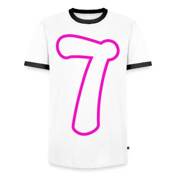 7 Zahl nummer - Männer Kontrast-T-Shirt - Weiß/Schwarz - Vorne - AI Model Female 172 light (172cm) & AI Model Male 178 dark (178cm)