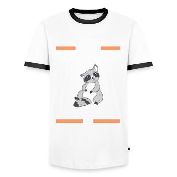 Tiermotiv Waschbär - Männer Kontrast-T-Shirt - Weiß/Schwarz - Vorne - AI Model Female 172 light (172cm) & AI Model Male 178 dark (178cm)