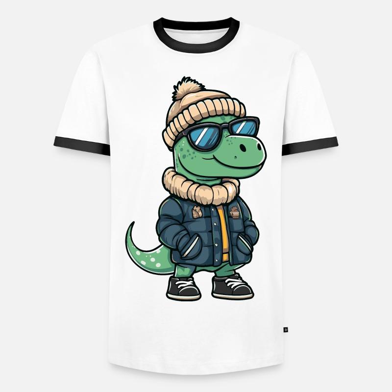 Dinosaurier brontosaurus Cool Comic - Männer Kontrast-T-Shirt - Weiß/Schwarz