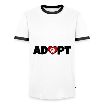 Adopting dogs with dog paw - Men's Ringer Shirt - white/black - Front - AI Model Female 172 light (172cm) & AI Model Male 178 dark (178cm)