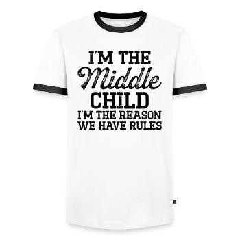Familie Kinder Geschwister Lustig Geschenkidee - Männer Kontrast-T-Shirt - Weiß/Schwarz - Vorne - AI Model Female 172 light (172cm) & AI Model Male 178 dark (178cm)