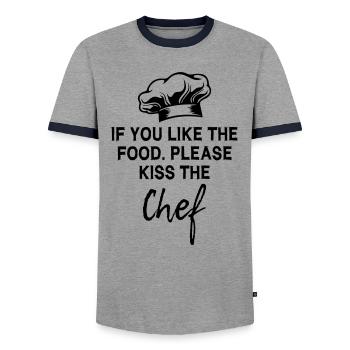 Cooking Chef - Men's Ringer Shirt - grey/navy  - Front - AI Model Female 172 light (172cm) & AI Model Male 178 light (178cm)