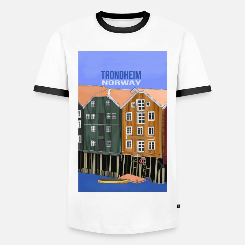 Trondheim Norwegen - Männer Kontrast-T-Shirt - Weiß/Schwarz
