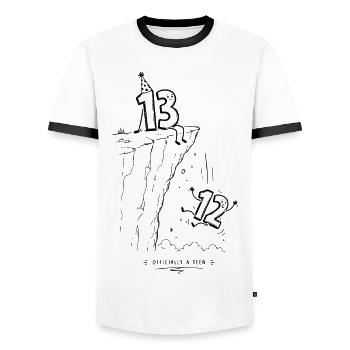 Level 13 Unlocked | 13 Year Anniversary Gift - Men's Ringer Shirt - white/black - Front - AI Model Female 172 light (172cm) & AI Model Male 178 dark (178cm)