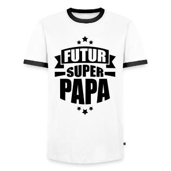 annonce grossesse futur super papa - T-shirt contrasté Homme - blanc/noir - Devant - AI Model Female 172 light (172cm) & AI Model Male 178 dark (178cm)