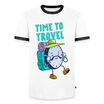 Time traveler watch for black shirts - Men's Ringer Shirt - white/black - Front - AI Model Female 172 light (172cm) & AI Model Male 178 dark (178cm)