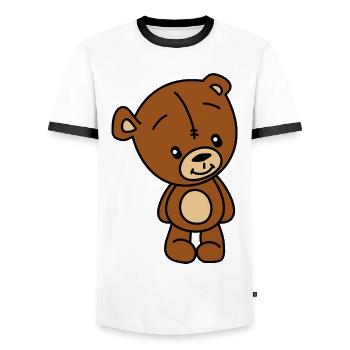 Teddy Bär Kuscheltier - Männer Kontrast-T-Shirt - Weiß/Schwarz - Vorne - AI Model Female 172 light (172cm) & AI Model Male 178 dark (178cm)
