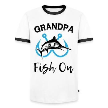 Grandpa Fish On Fishing - Men's Ringer Shirt - white/black - Front - AI Model Female 172 light (172cm) & AI Model Male 178 dark (178cm)