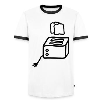 toaster toast - Men's Ringer Shirt - white/black - Front - AI Model Female 172 light (172cm) & AI Model Male 178 dark (178cm)