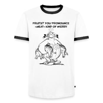 Asterix Fruits B W - T-shirt contrasté Homme - blanc/noir - Devant - AI Model Female 172 light (172cm) & AI Model Male 178 dark (178cm)