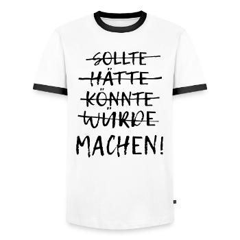 Einfach machen! - Männer Kontrast-T-Shirt - Weiß/Schwarz - Vorne - AI Model Female 172 light (172cm) & AI Model Male 178 dark (178cm)