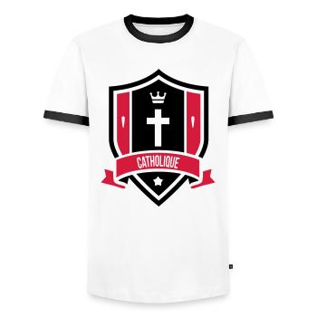 Christlich / Christ / Katholisch / Religion - Männer Kontrast-T-Shirt - Weiß/Schwarz - Vorne - AI Model Female 172 light (172cm) & AI Model Male 178 dark (178cm)
