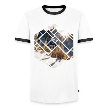 Dolomites Seceda Paysage hivernal - T-shirt contrasté Homme - blanc/noir - Devant - AI Model Female 172 light (172cm) & AI Model Male 178 dark (178cm)