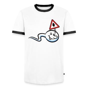 50 Jahre ist es her - der Schnellste im Verkehr - Männer Kontrast-T-Shirt - Weiß/Schwarz - Vorne - AI Model Female 172 light (172cm) & AI Model Male 178 dark (178cm)