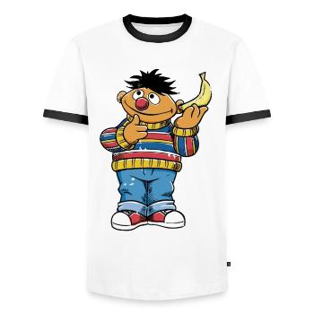 Sesamstraße Ernie Bananentelefon - Männer Kontrast-T-Shirt - Weiß/Schwarz - Vorne - AI Model Female 172 light (172cm) & AI Model Male 178 dark (178cm)