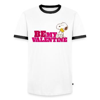 Peanuts Be My Valentine - Männer Kontrast-T-Shirt - Weiß/Schwarz - Vorne - AI Model Female 172 light (172cm) & AI Model Male 178 dark (178cm)