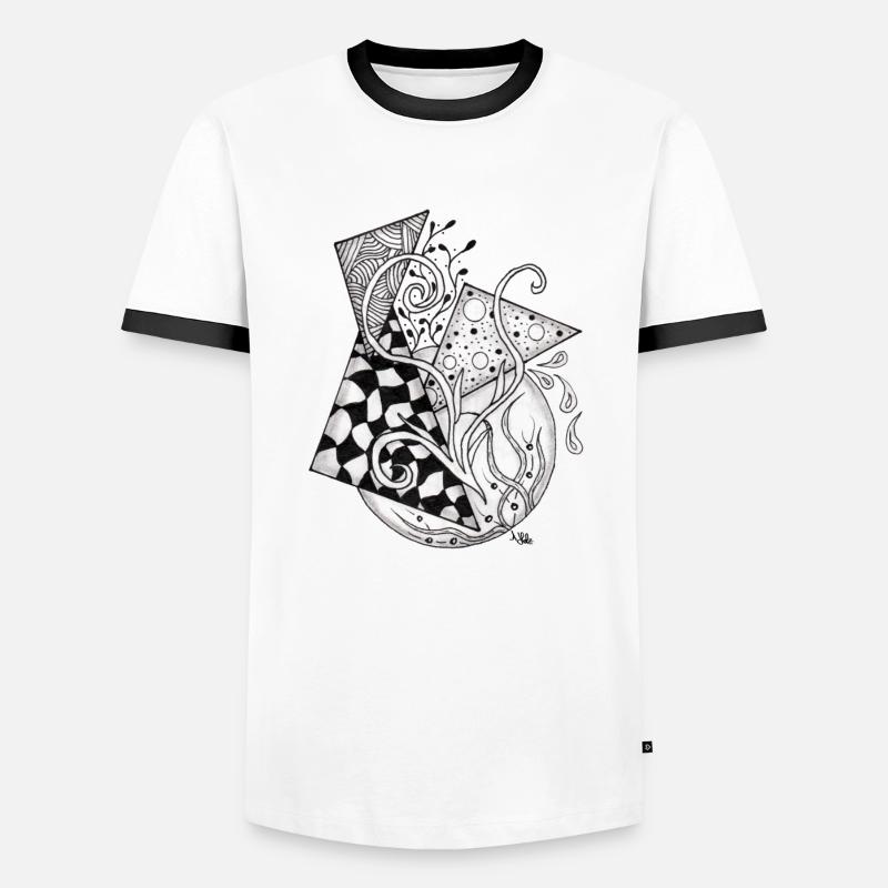 Floral Tangle Drawing Geometric - Men's Ringer Shirt - white/black