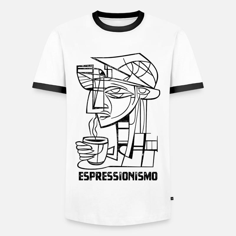 Espressionismus - Espresso - Kaffee trinken - Männer Kontrast-T-Shirt - Weiß/Schwarz