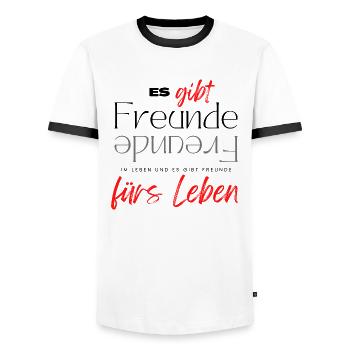 Beste Freunde FREUND Kumpel Kumpels - Männer Kontrast-T-Shirt - Weiß/Schwarz - Vorne - AI Model Female 172 light (172cm) & AI Model Male 178 dark (178cm)