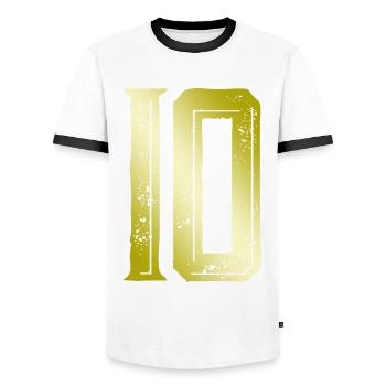 Symbole de 10 chiffres - T-shirt contrasté Homme - blanc/noir - Devant - AI Model Female 172 light (172cm) & AI Model Male 178 dark (178cm)