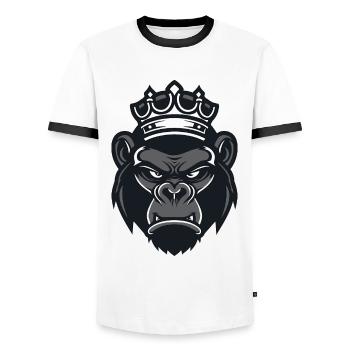 Couronne de gorille - T-shirt contrasté Homme - blanc/noir - Devant - AI Model Female 172 light (172cm) & AI Model Male 178 dark (178cm)
