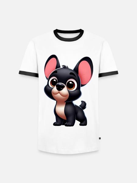 bouledogue français - T-shirt contrasté Homme - blanc/noir