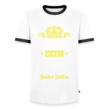 Édition limitée 2027 - T-shirt contrasté Homme - blanc/noir - Devant - AI Model Female 172 light (172cm) & AI Model Male 178 dark (178cm)