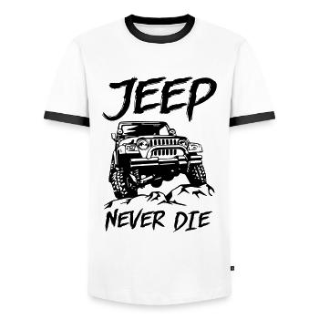 Jeep Never La - T-shirt contrasté Homme - blanc/noir - Devant - AI Model Female 172 light (172cm) & AI Model Male 178 dark (178cm)