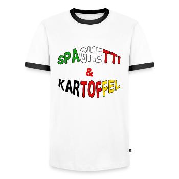 Deutsch-Italiano italienisch Geschenk lustig - Männer Kontrast-T-Shirt - Weiß/Schwarz - Vorne - AI Model Female 172 light (172cm) & AI Model Male 178 dark (178cm)