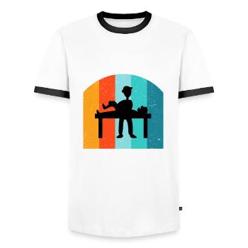 Physiothérapeute Cadeau humoristique disant drôle - T-shirt contrasté Homme - blanc/noir - Devant - AI Model Female 172 light (172cm) & AI Model Male 178 dark (178cm)