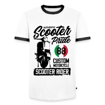 Scooter Pride - Männer Kontrast-T-Shirt - Weiß/Schwarz - Vorne - AI Model Female 172 light (172cm) & AI Model Male 178 dark (178cm)