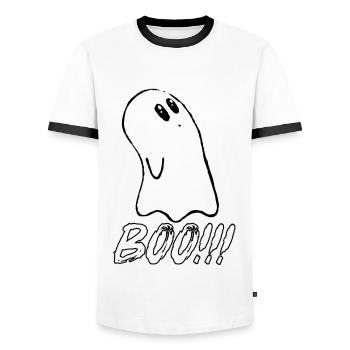 Geist Halloween Boo - Männer Kontrast-T-Shirt - Weiß/Schwarz - Vorne - AI Model Female 172 light (172cm) & AI Model Male 178 dark (178cm)