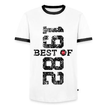 44E ANNIVERSAIRE MEILLEUR DE 1982 - T-shirt contrasté Homme - blanc/noir - Devant - AI Model Female 172 light (172cm) & AI Model Male 178 dark (178cm)