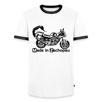 MZ Skorpion Sport - Männer Kontrast-T-Shirt - Weiß/Schwarz - Vorne - AI Model Female 172 light (172cm) & AI Model Male 178 dark (178cm)